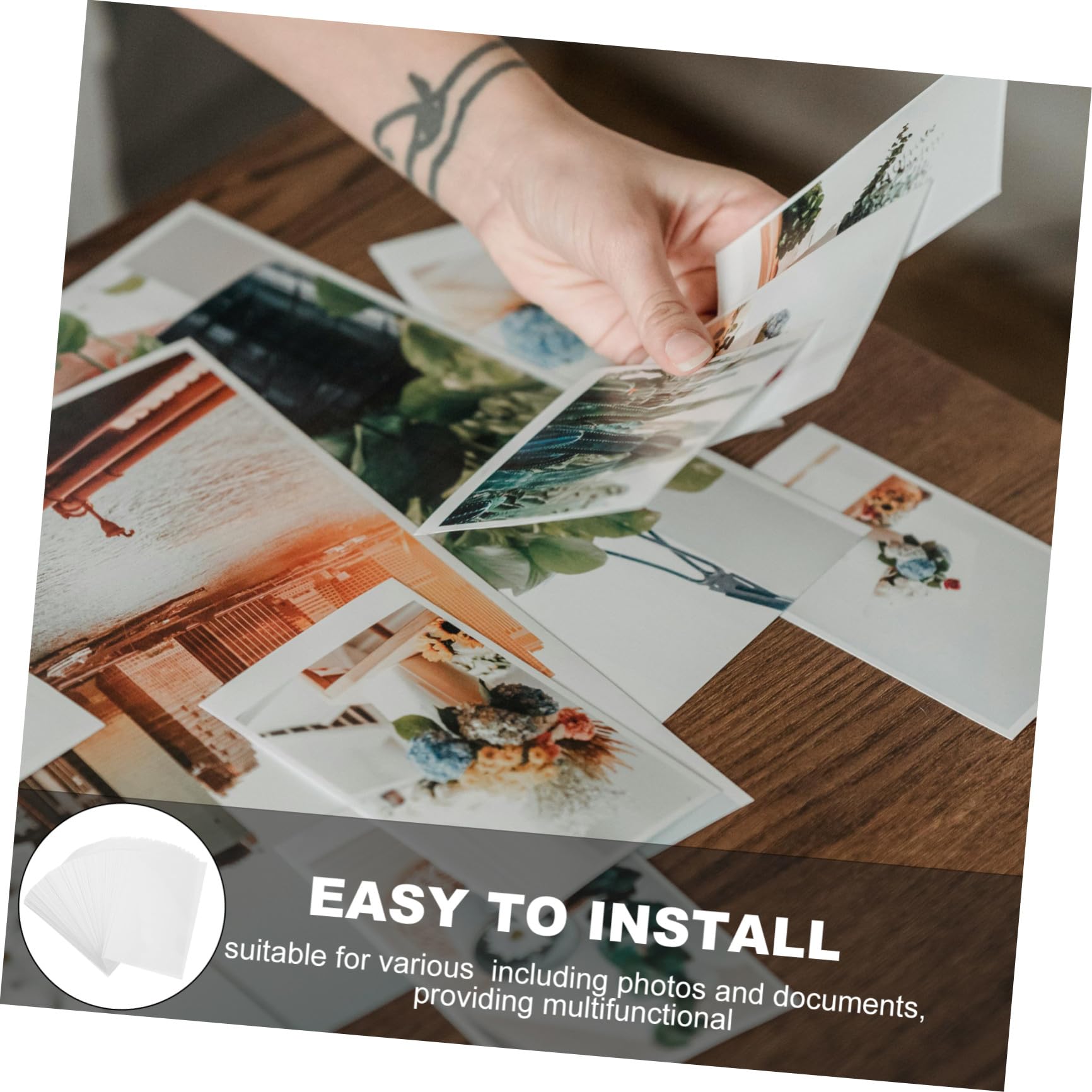 100 Stück Selbstklebende transparente Laminierfolie Schutzfolie für Fotos und Dokumente Selbsthaftende PVC Laminierblätter Einfache Anwendung für Büro und DIY