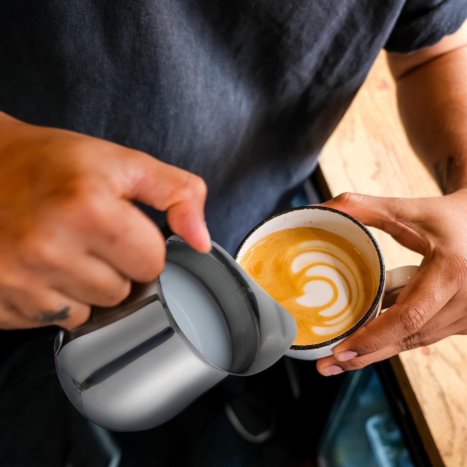 Honeydak 10 Pieces 5oz Stainless Steel Bell Creamers Pitcher Mini Cup Container Espresso Shot Frothing for Serving Milk Coffee Cream for Restaurant Cafes Home