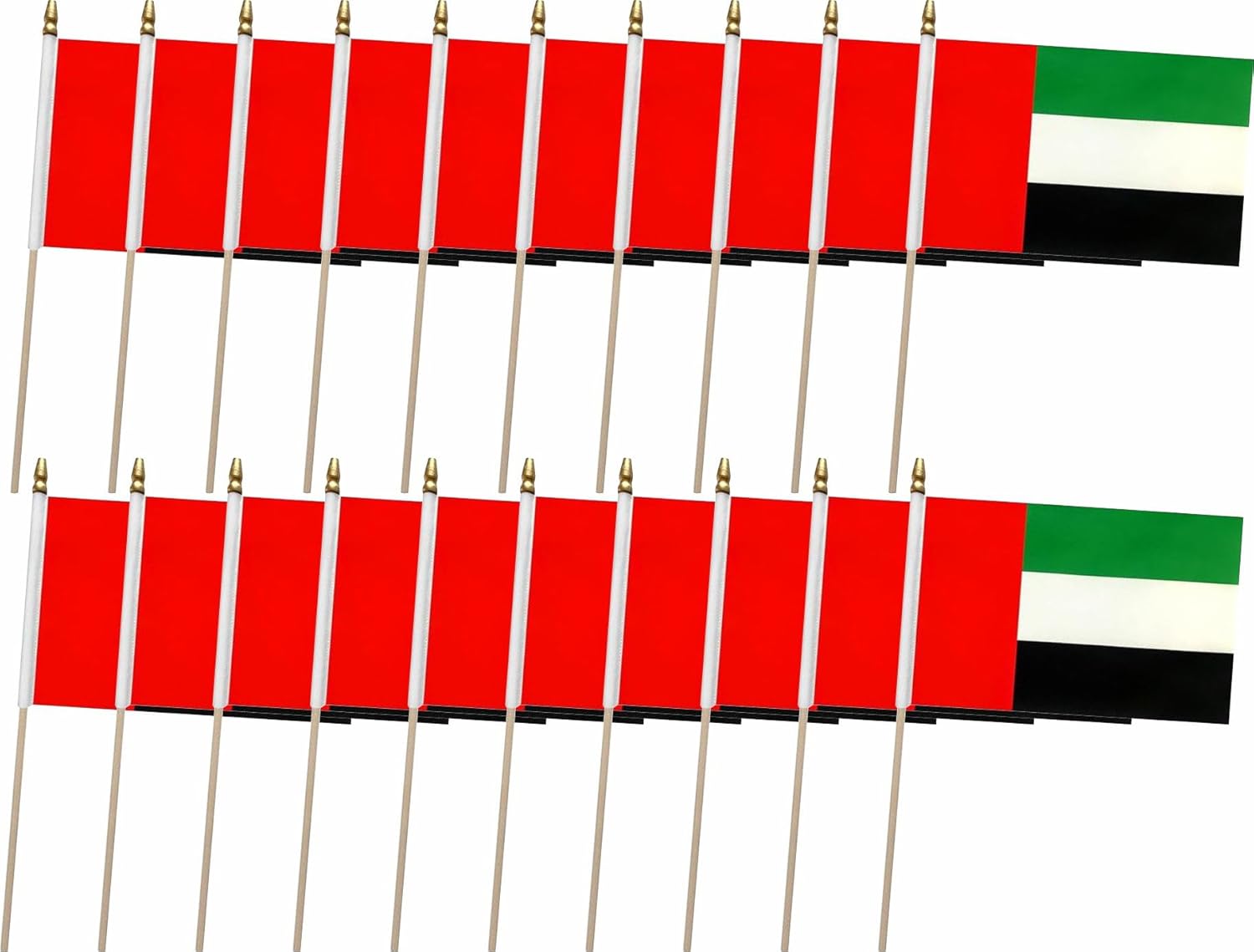 20 Pack The United Arab Emirates Flags Emirati Stick Flag Small Mini Handheld Flags with 12.6inch Wooden Poles for National Day,World Cup,Sports Events, Party Decorations (5×8 Inches)