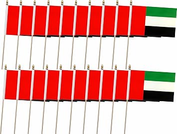 20 Pcs Small The United Arab Emirates Flag on Stick,Mini Emirati Handheld Flags,5x8 Inch,For Independence Day,Olympics, World Cup, Sport events,Emirati party decorations