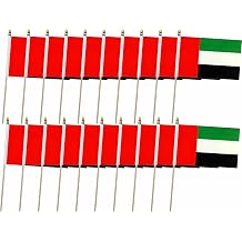 20 Pack The United Arab Emirates Flags Emirati Stick Flag Small Mini Handheld Flags with 12.6inch Wooden Poles for National Day,World Cup,Sports Events, Party Decorations 58 Inches