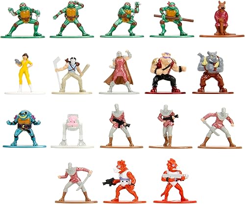 TMNT - Paquete de 18 figuras Wave 2 de 1.65 pulgadas fundidas a presión Nano Metalfigs, juguetes para niños y adultos
