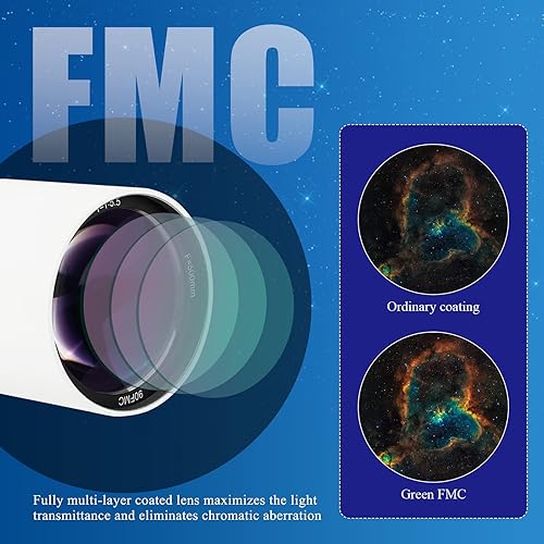 Miniatura 4 de SVBONY Telescopio SV48P, apertura de 3.543in F5.5 Refractor OTA para adultos principiantes, telescopios para astrofotografía de cielo profundo y