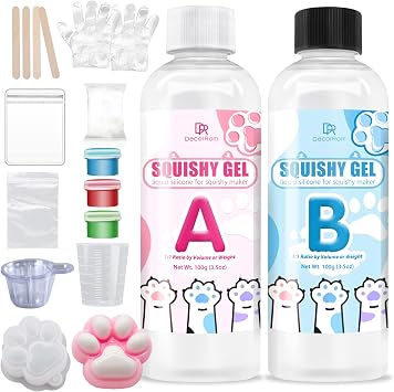Gel for Taba Squishy Kit, 7oz Liquid Silicone Super Soft Fast Cure for Squishy Maker, All-in-1 Squishy Making Rubber for Cat Paw Casting Hamster Molding, Stress Relief Decompression Craft Adult Hobby
