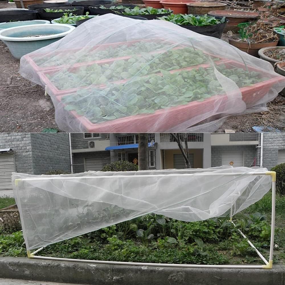 Red Anti-Insectos Protección de Verduras Túnel de Cultivo Jardín Malla Fina Red de protección de Plantas Frutas Flores Cultivos Anti-Mosquitos Red Anti-pájaros(0.6mm,2.4m x 30m)