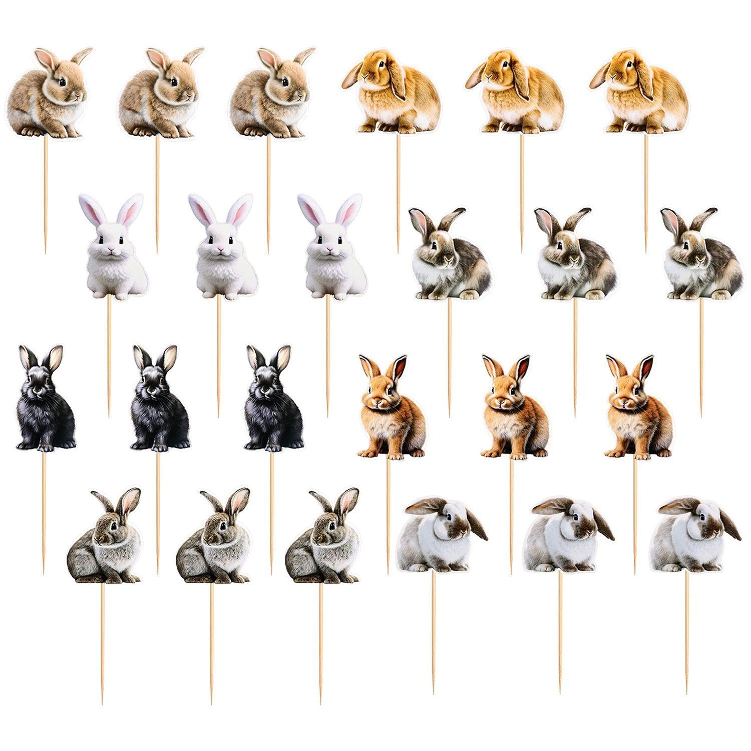 GDFHBD 24 Pieces Of Rabbit Card Insert, Rabbit Cupcake Decoration, Muffin Decoration, Rabbit Party Theme Decoration, Cake Topper, Muffin Topper.