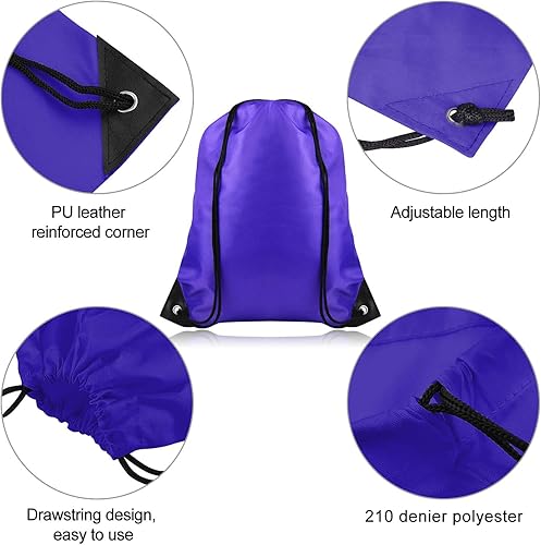 Miniatura 3 de FEPITO Bolsas con cordón de cuerda, mochila a granel, bolsa de cincha, bolsas deportivas para escuela, gimnasio, viajes, Azul