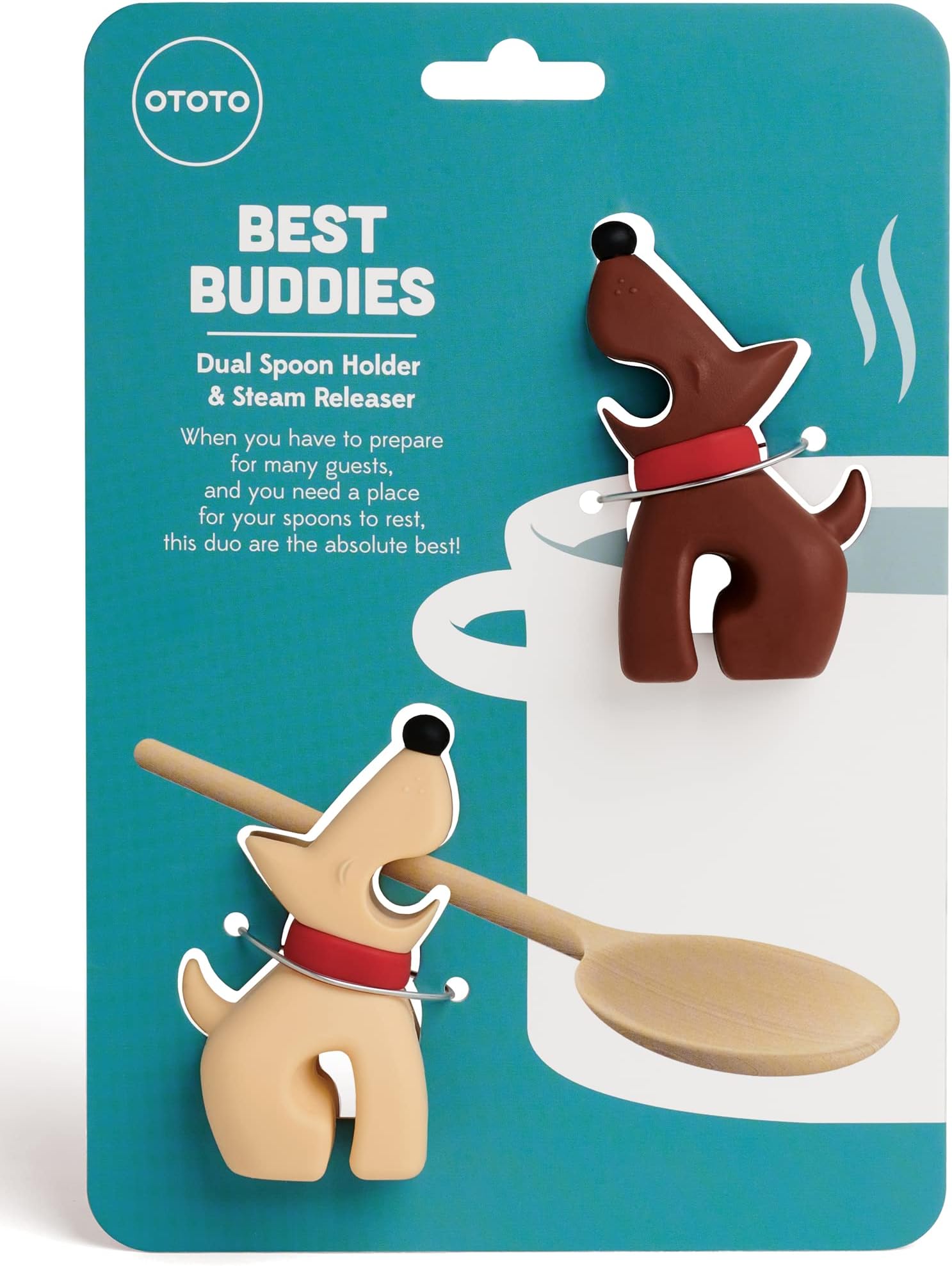 Best Buddies Dog Kitchen Spoon Holder, 2 Pack - Cooking Spoon Rest for Kitchen Counter - Spatula, Ladle Holder, Kitchen Utensil Holder - Heat Resistant & Dishwasher Safe Utensil Rest