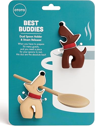 OTOTO Best Buddies - Soporte para cuchara de cocina para perro, paquete de 2, soporte para cuchara de cocina para encimera de cocina, espátula,