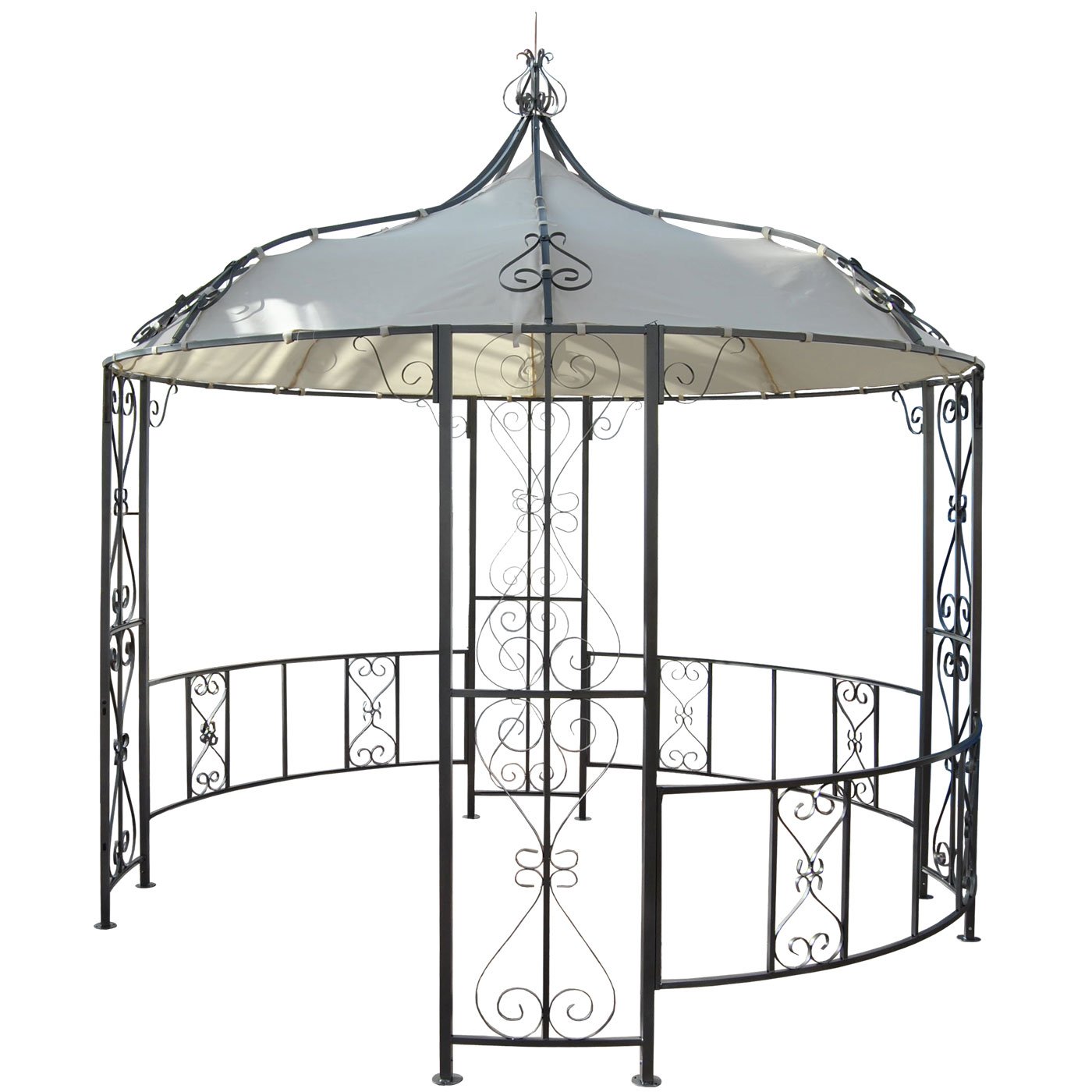 BERLINLODGE Pergola Almeria | HxBxT 330x300x300cm | Rundpavillon Garten Pavillon | Creme | stabiles Stahl-Gestell Durchmesser 3m