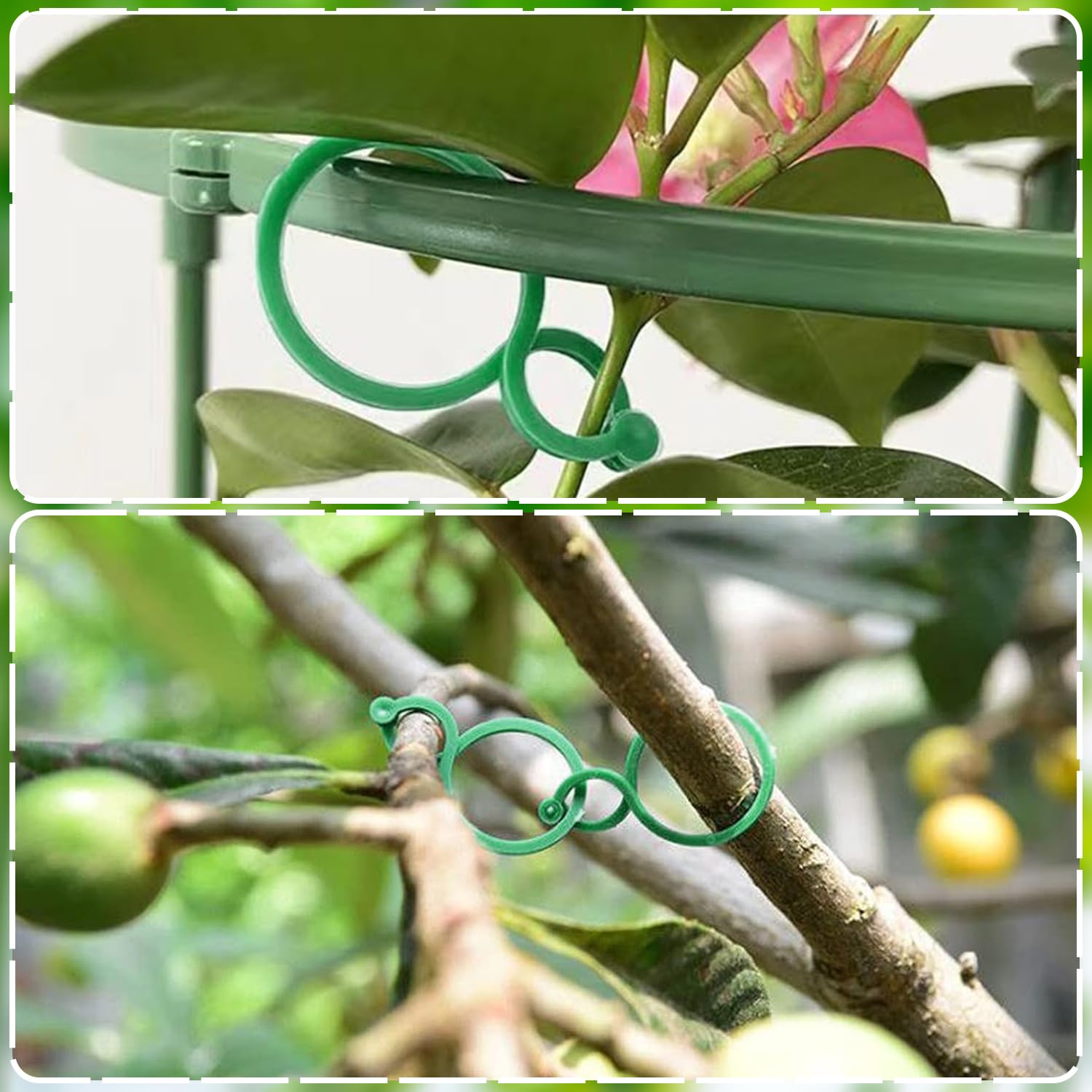 100 Stück Garten-Pflanzenclips – Wiederverwendbar, Verstellbar, 50 Groß + 50 Klein