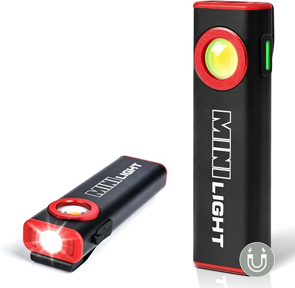 lexall LED Work Light, 1600 Lumens Mini Magnetic Flat EDC Flashlight with Clip, 3 Modes Portable Ultra-Light Bright Wate