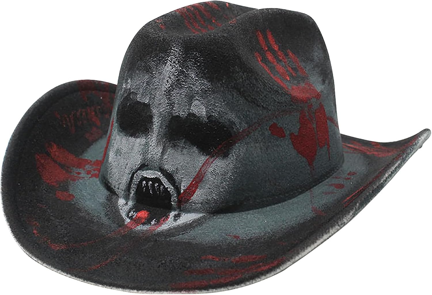 Halloween Skull Print Cowboy Hat Classic Skeleton Western Cowboy Cowgirl Hat with Shapable Brim Masquerade Party Dance Hats