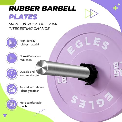 Miniatura 3 de Egles Placas olímpicas de peso olímpico rosa vibrantemorado, placas de barra de goma, placa estándar de goma virgen de 2 pulgadas, 10, 15, 25, 35,