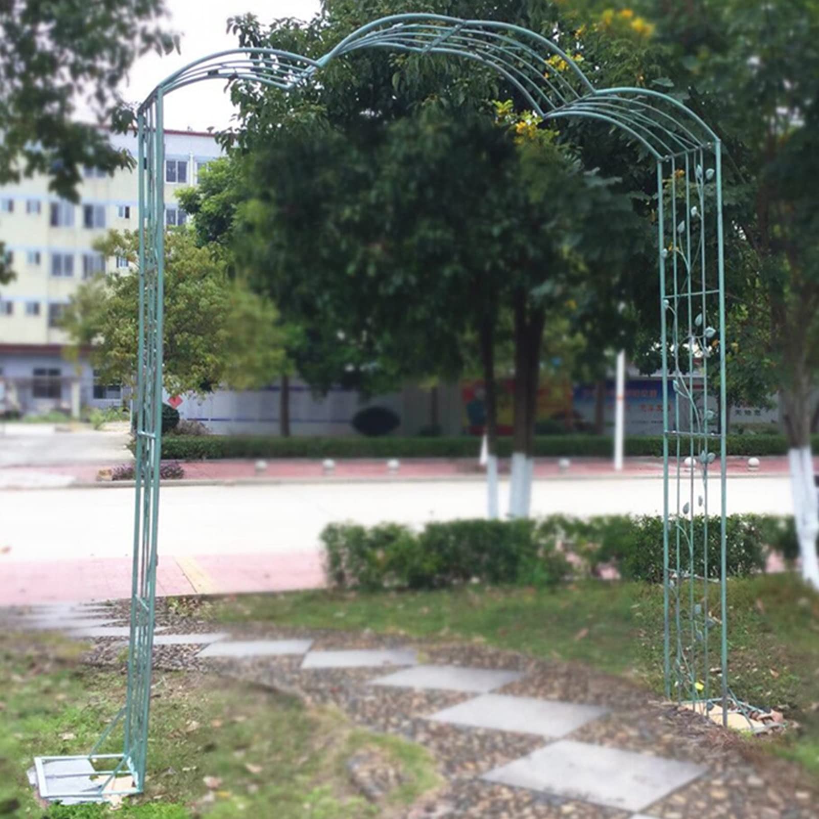 SDdPulse Arco da giardino, archi da giardino retrò alla moda, autoportante, in ferro battuto, piante rampicanti, pergolato, arco per rose da esterno, più resistente alle intemperie (verde vintage, 160