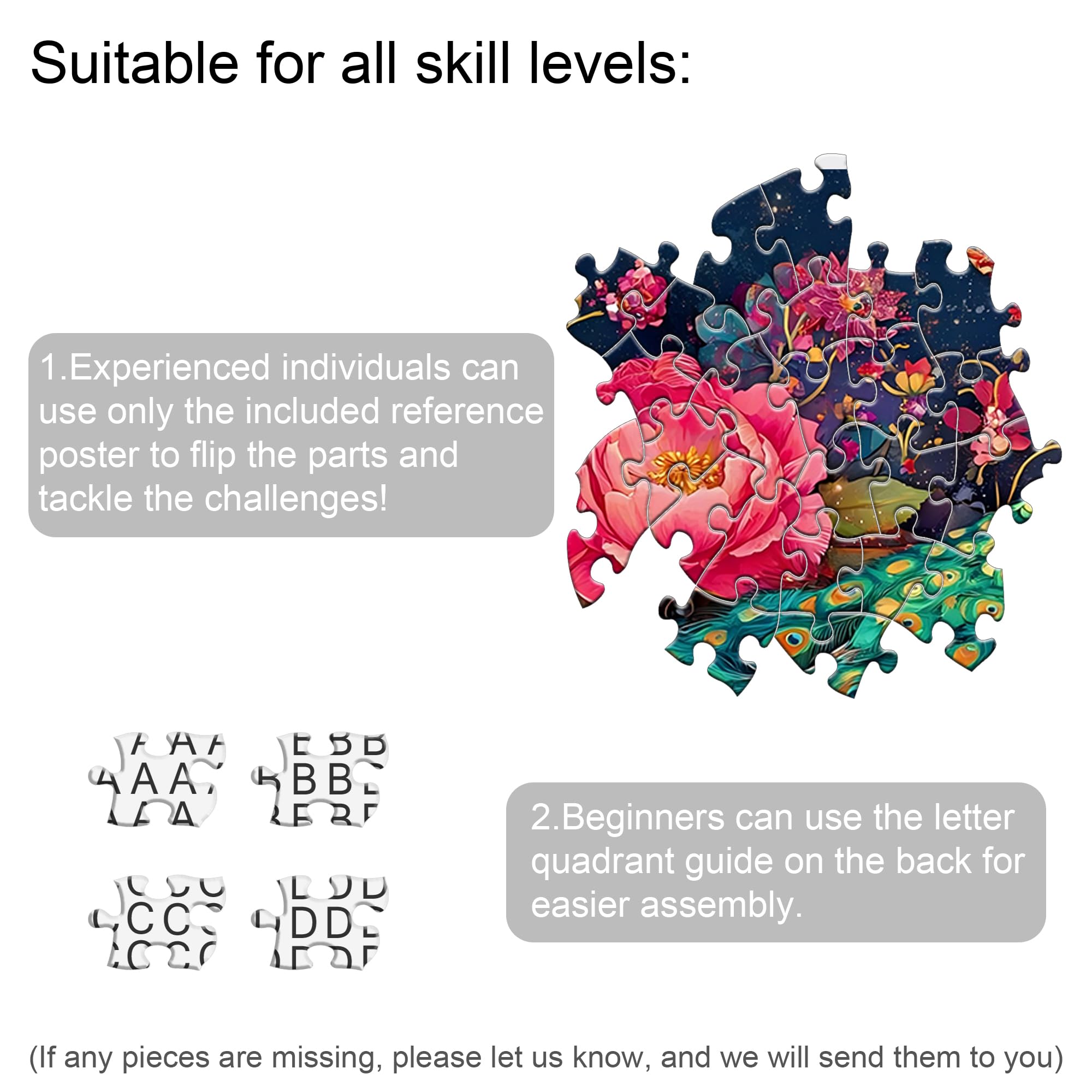 Bimkole Peacock Puzzles for Adults 1000 Pieces, Flower Paper Jigsaw Puzzle 1000 Pieces - Image 3