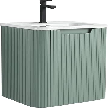 Fine Fixtures Caskvalley 24 Inch Bathroom Vanity with Sink, Mint Green Small Vanity, Compact Vanity Design with Modern Bathroom Sink for Contemporary Homes