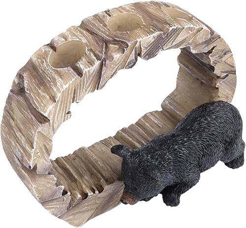 Miniatura 5 de Lindo soporte para cepillos de dientes de oso negro, accesorio de baño de cabina rústica, capacidad para 3 cepillos de dientes, 5.1 x 3.9 pulgadas