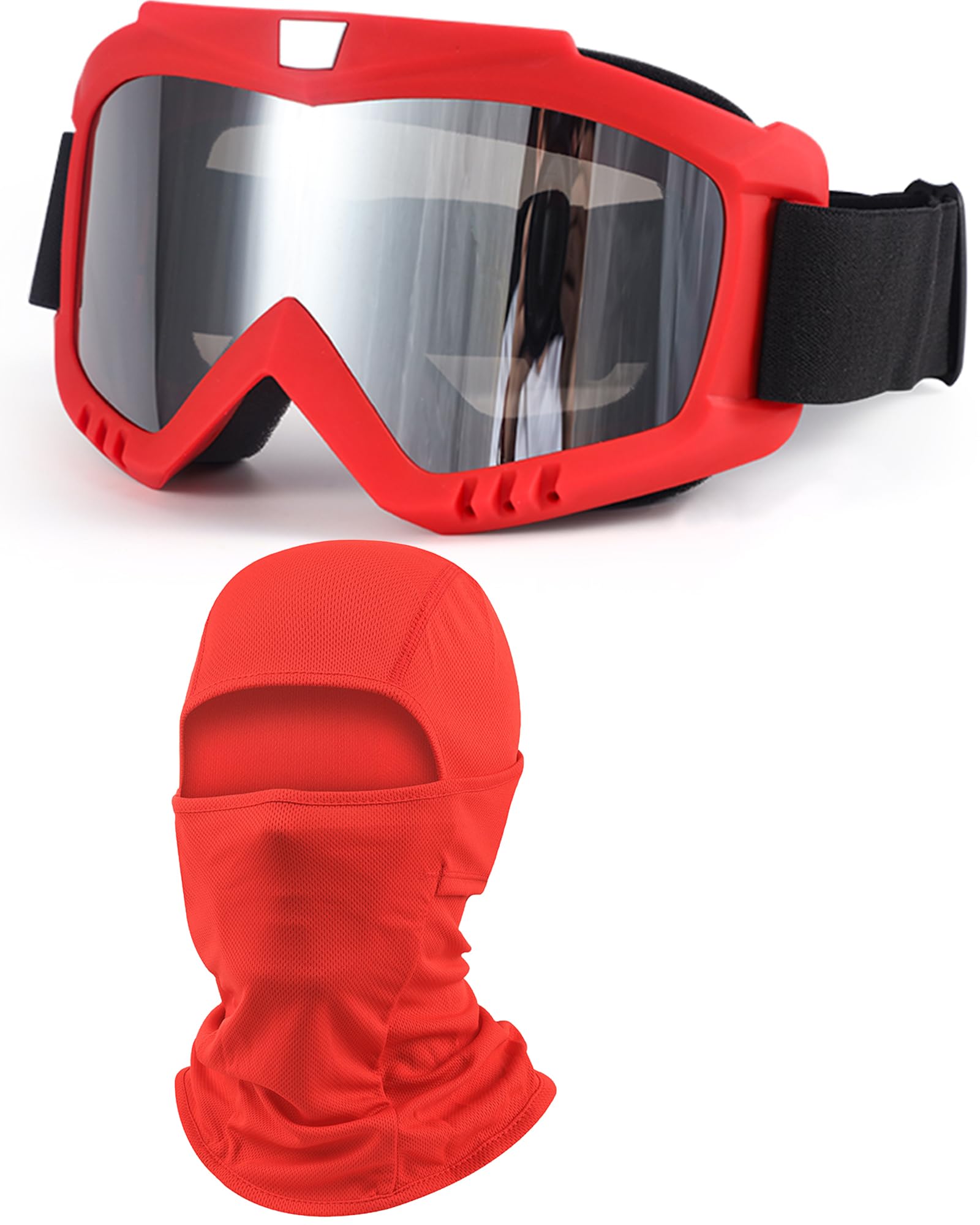 Dirt Bike Goggles with Balaclava Motorcycle ATV Riding Ski Motocross Windproof Dustproof Racing Glasses for Women Men