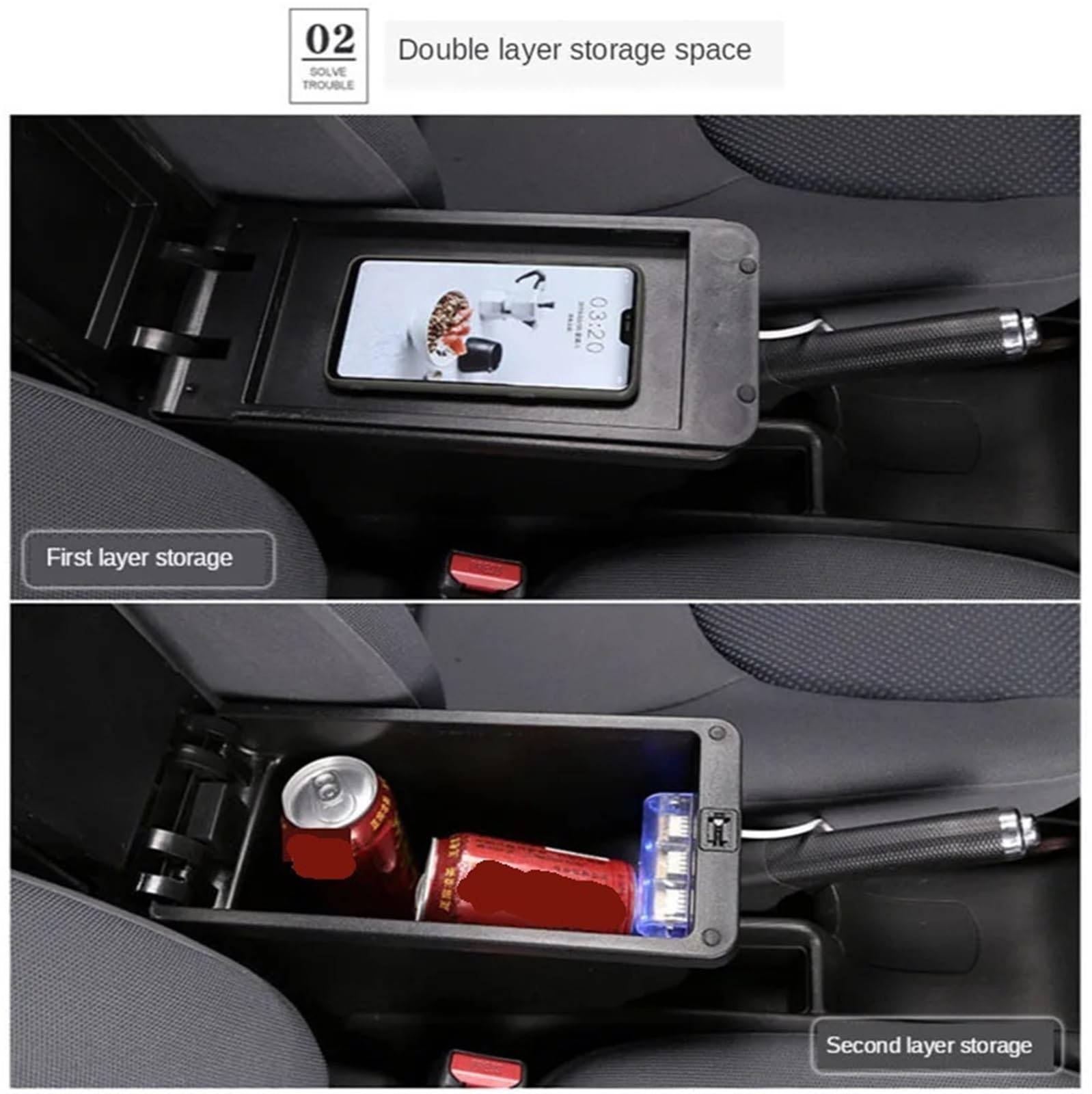 Armsteun Richter Bush Pasuje Do Nissan March Micra K13 Podłokietnik Box Pasuje Do Nissan Sunny Car Podłokietnik Ramię Schowek Części Do Modernizacji Akcesoria Samochodowe(B1 black line 3USB)