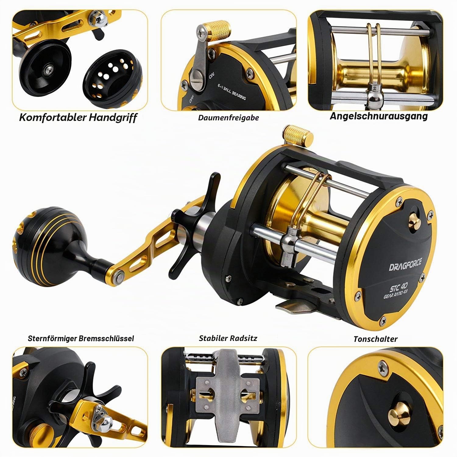 Burning Shark Schleppen Spule Sole Level Wind Rollen, Ziehen Sie Rollen Boot Angeln Angeln Ocean für Sea Bass Zackenbarsch Lachs (STC30)