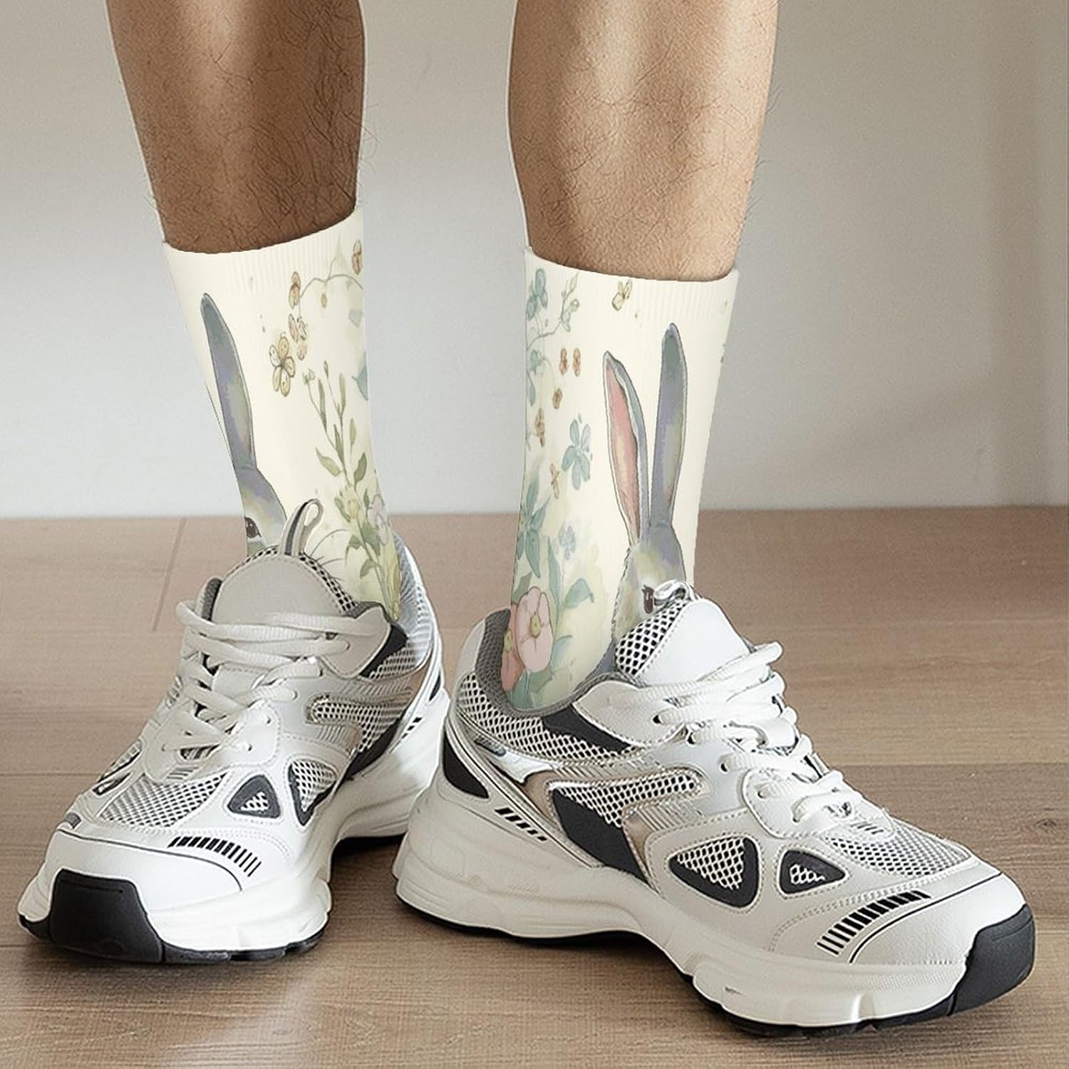 Garden Bunny Crew Sock High Stocking Grippy Socks | Socks for Men & Women,Stockings-Long Thin Tube Sports, Breathable Soft Athletic for Nurses,Travel