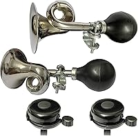Lomodo 2-Pack Retro Metal Bike Bugle Squeeze Clown Horns & Aluminum Bells - Loud Durable Bells for Bikes, Golf Carts, Kids Adults