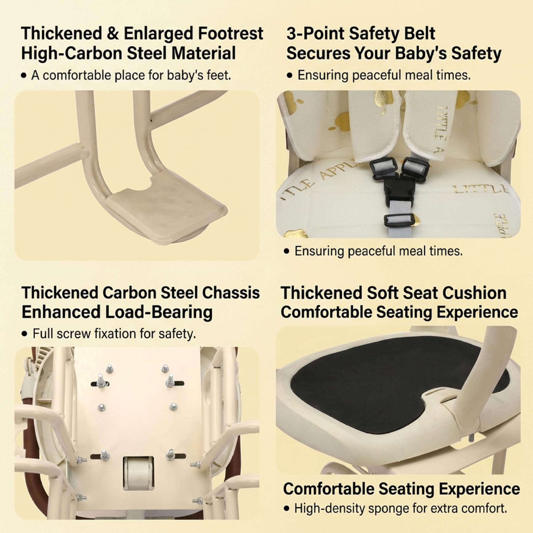 Siège de vélo pour Enfant en Bas âge, siège de vélo arrière pour Enfant sûr et Confortable avec Inclinaison réglable, Conception Pliable pour Un Rangement Facile, Beige pour Tout-Petit, bébé
