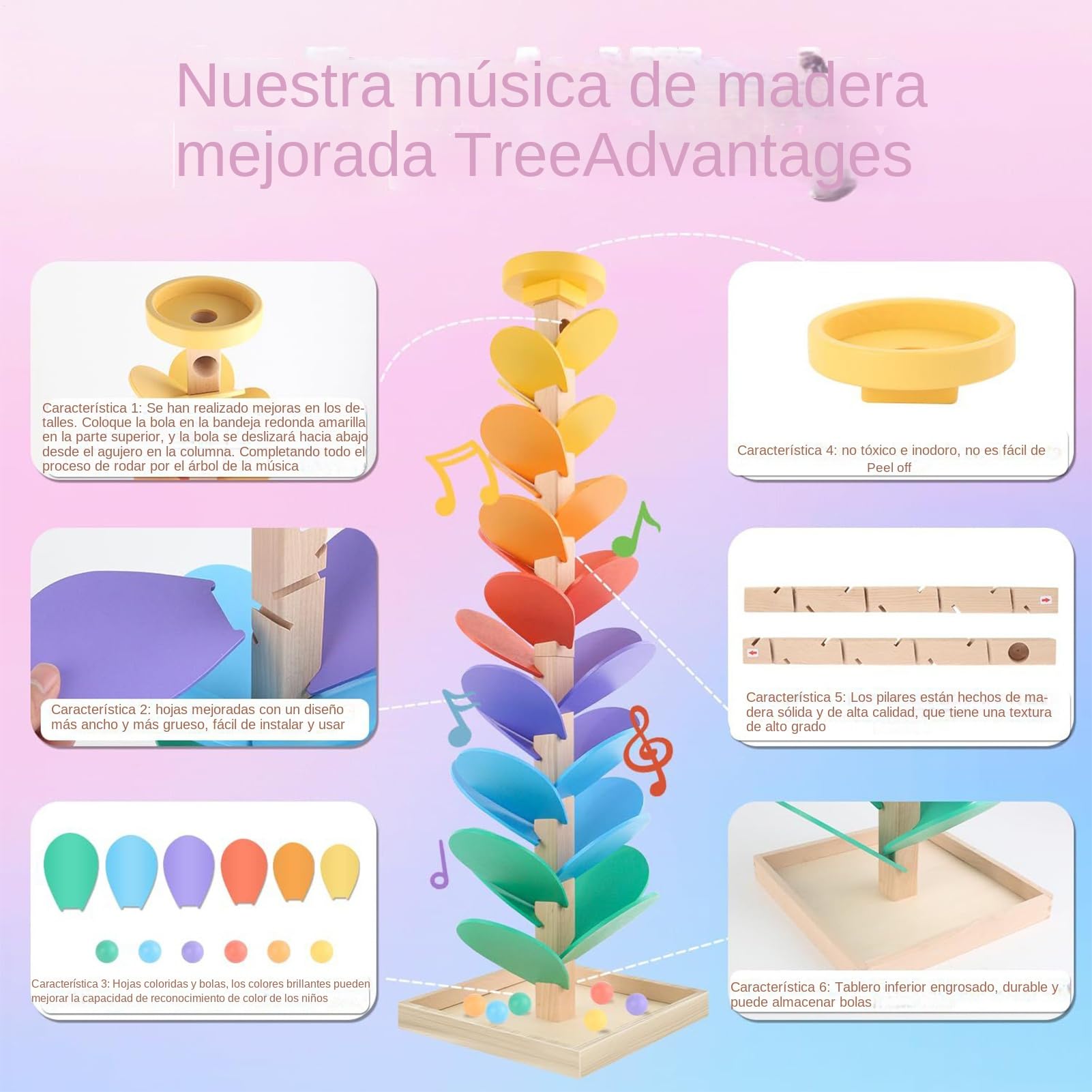 Pista de Bolas de Madera Pista de canicas educativa