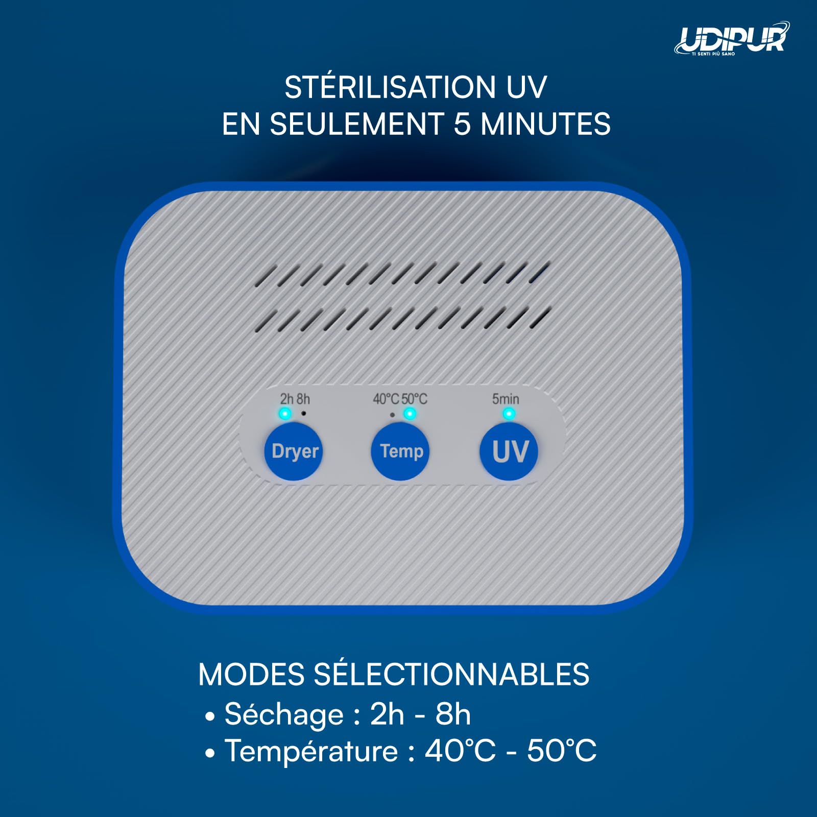 Station de séchage pour appareils auditifs Udipur Stérilisation UV