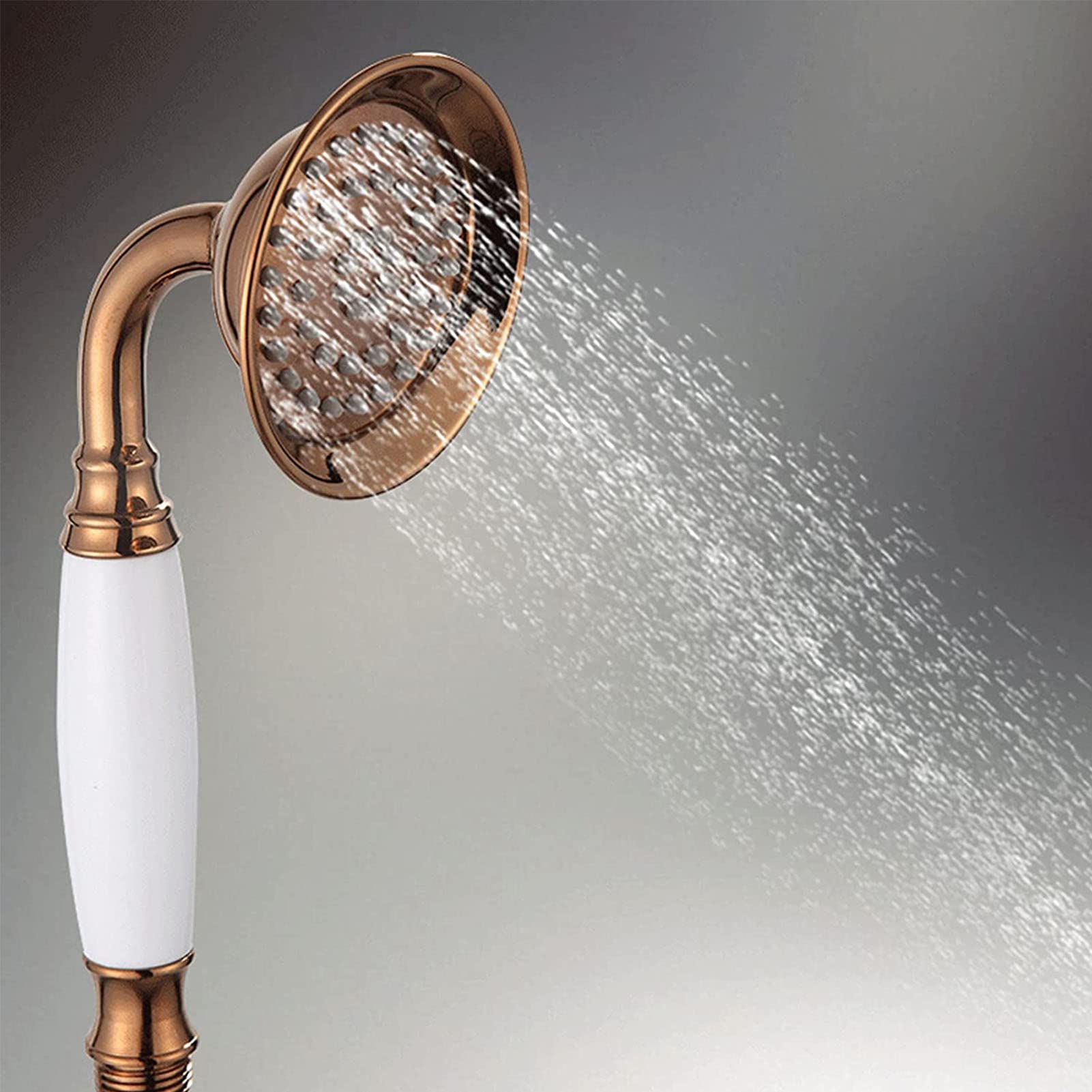 Grifo de Ducha para bañera en Oro Rosa, Sistema de Ducha de 3 Funciones, Cabezal de Ducha Tipo Lluvia con Ducha de Mano, caño de bañera, Grifo de Ducha de Pared, Grifo Mezclador de