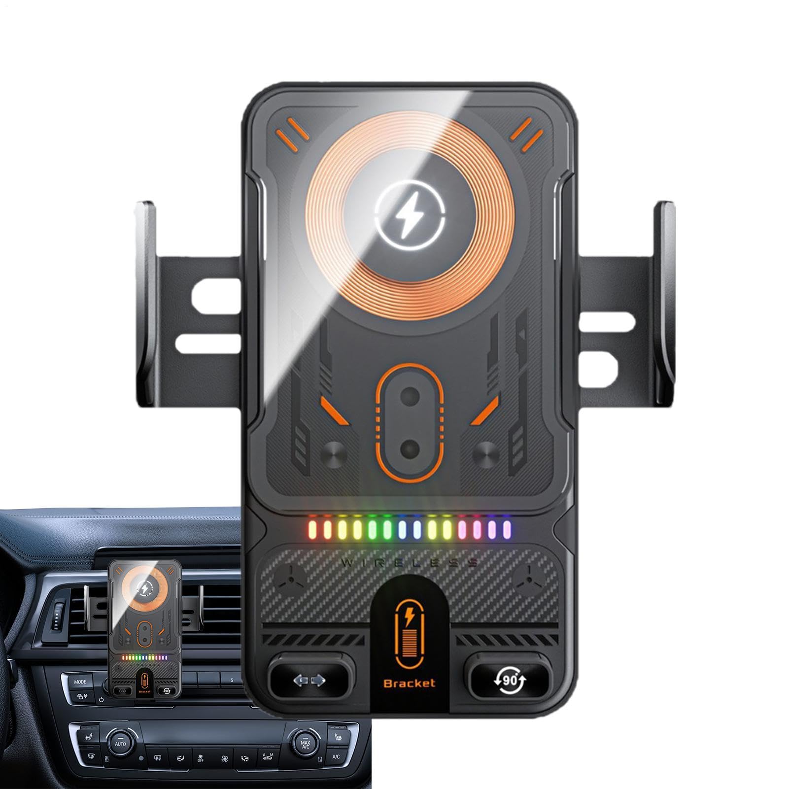 Auto Charge Drive, caricabatterie wireless da auto da 15 W, ricarica rapida, supporto per telefono con bloccaggio automatico intelligente con impugnatura stabile e mano per navigazione, musica
