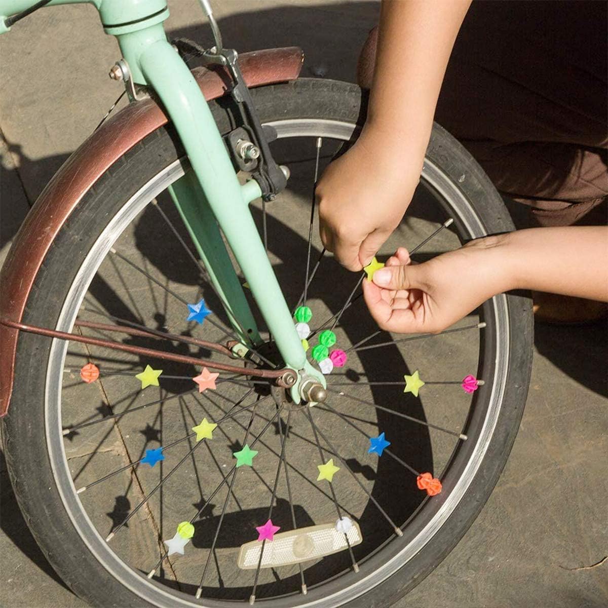 225 pcs Kids Bicycle Spoke Beads Multi-Colour Moti for Cycle Decoration, Bicycle Wheel Spoke Clip Decorations, Kid's Cycle Decor Accessories 3