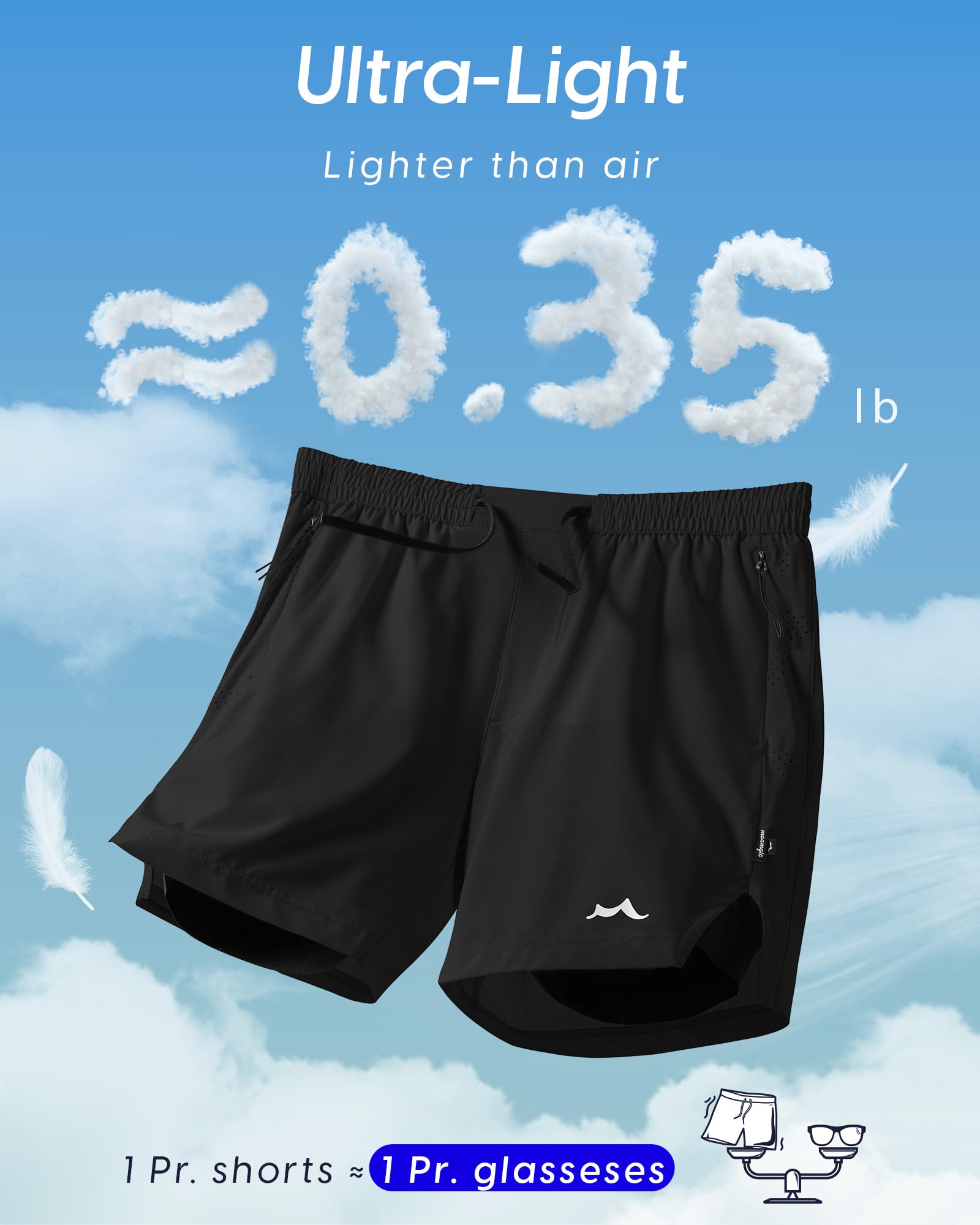 maamgic Pantaloncini da corsa atletici da uomo con fodera ultra leggeri pantaloncini da allenamento 12,7 cm/17,8 cm