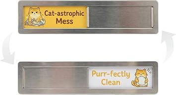 Dishwasher Magnet Clean Dirty Sign. Funny Cat Stainless Steel Magnet for Dishwasher. Extra Adhesive Tapes Included.