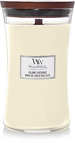 WoodWick Large Hourglass Scented Candle | Island Coconut | with