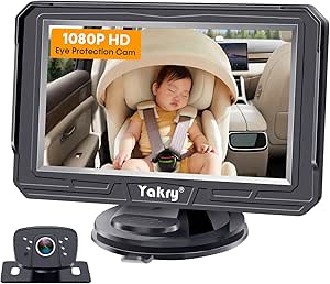 Yakry Baby Car Camera for Backseat - HD 1080P, 170° Wide Angle, Night Vision, 360° Rotation, Safe for Babies, Easy Install, Rear-Facing Baby Car Mirror for Parents Y60 asin的图片