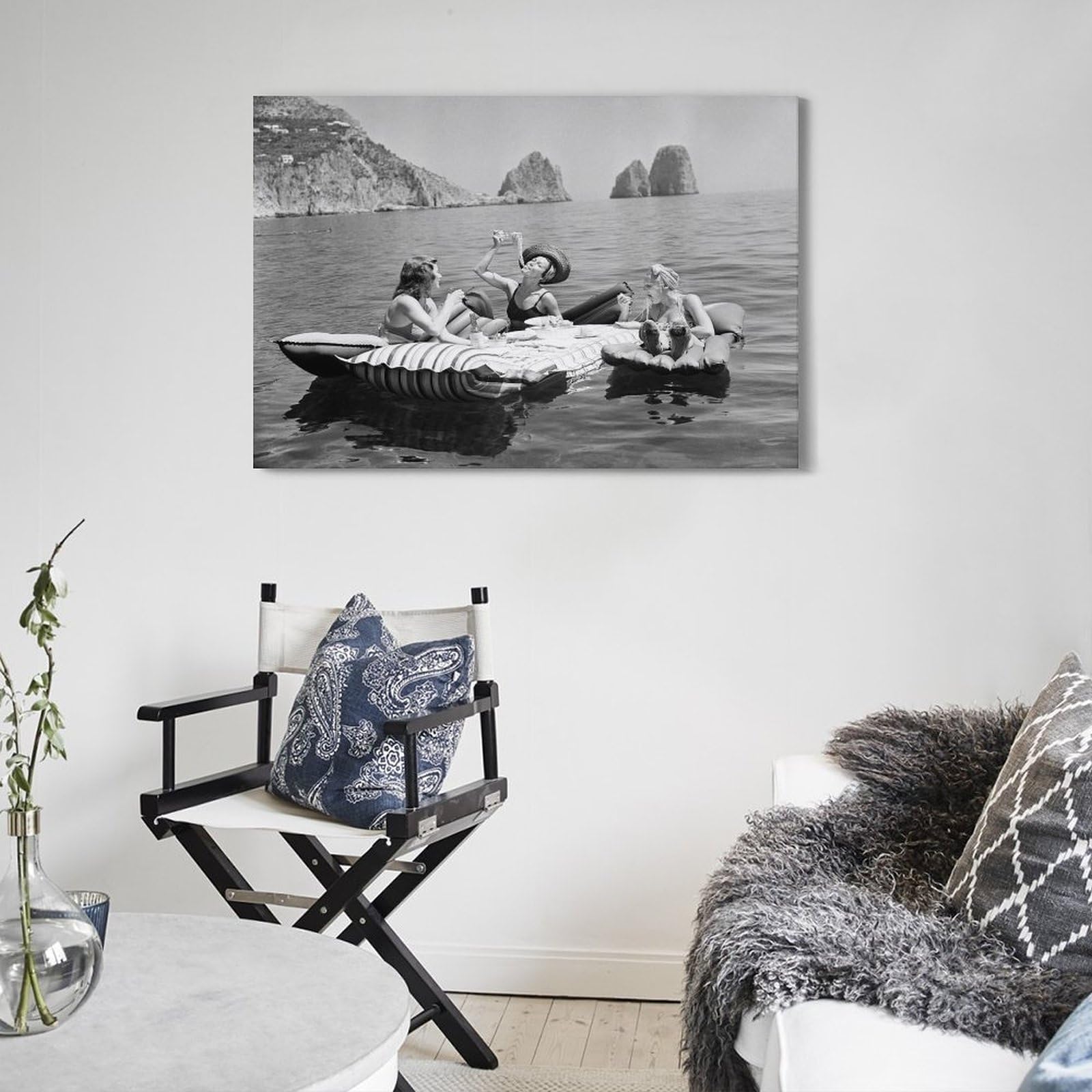 YiXong Poster decorativo da parete su tela, motivo: donne che mangiano pasta sul lago, poster decorativo moderno per la camera da letto, 50 x 75 cm