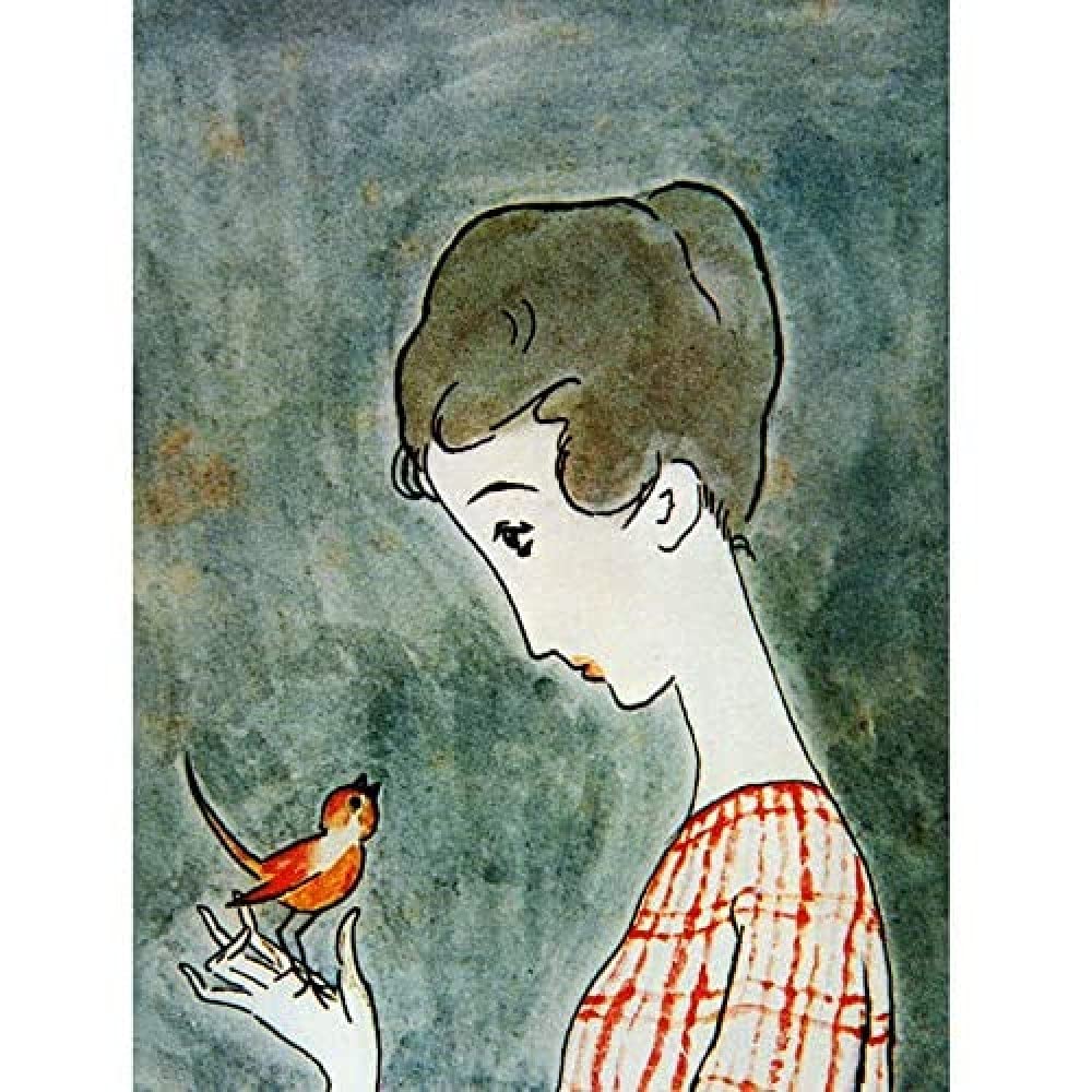 Artery8 Takehisa Red Bird Japanese Painting Unframed Wall Art Print Poster Home Decor Premium