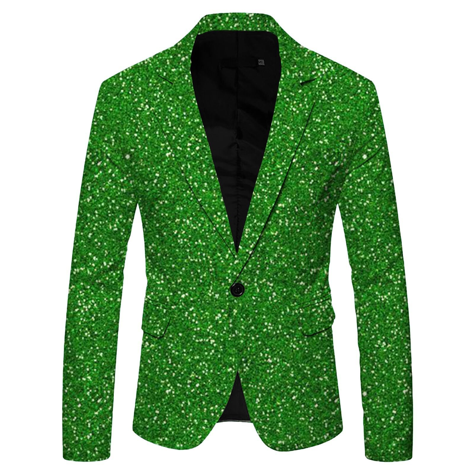 Chaqueta de traje con lentejuelas 3D para hombre, chaqueta de traje con botones y solapa con bolsillo estampado, estilo dos