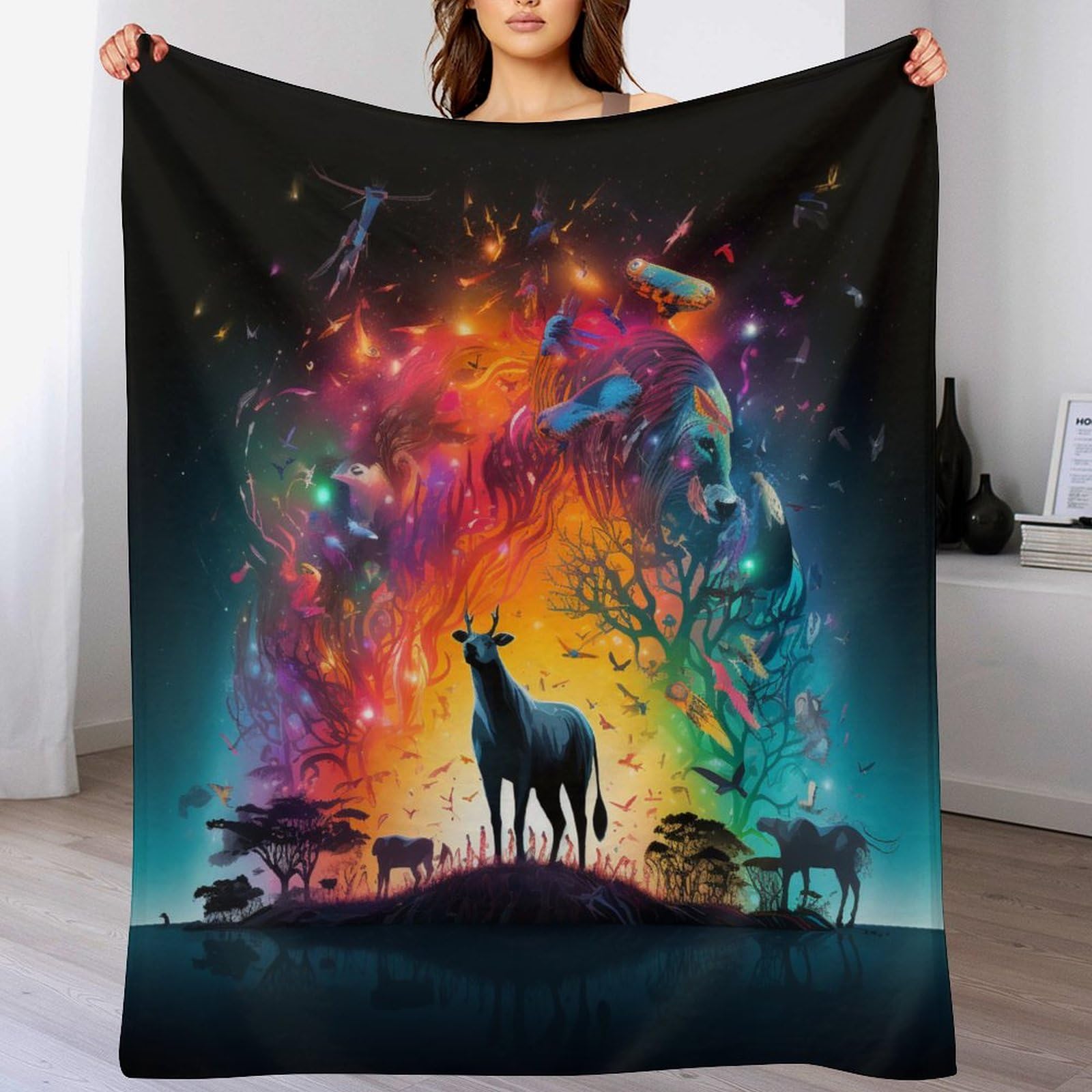 Couvertures en cerf flannel douillettes contre le froid pour lit et exterieur