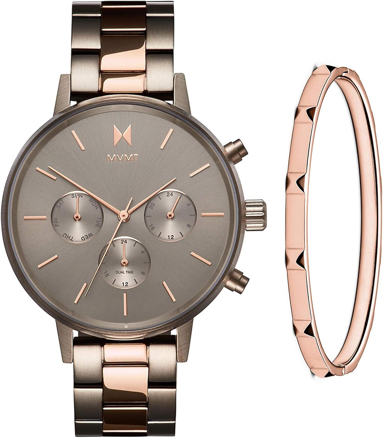 MVMT Nova - Dual Timezone Women’s Wristwatch - Minimalist Dress Watch for Women - 3 ATM/30 Meters Water-Resistant Timepiece - Stainless Steel Analog Women’s Watch with Interchangeable Bands - 38mm