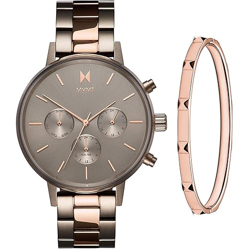 MVMT Nova - Dual Timezone Women’s Wristwatch - Minimalist Dress Watch for Women - 3 ATM/30 Meters Water-Resistant Timepiece - Stainless Steel Analog Women’s Watch with Interchangeable Bands - 38mm