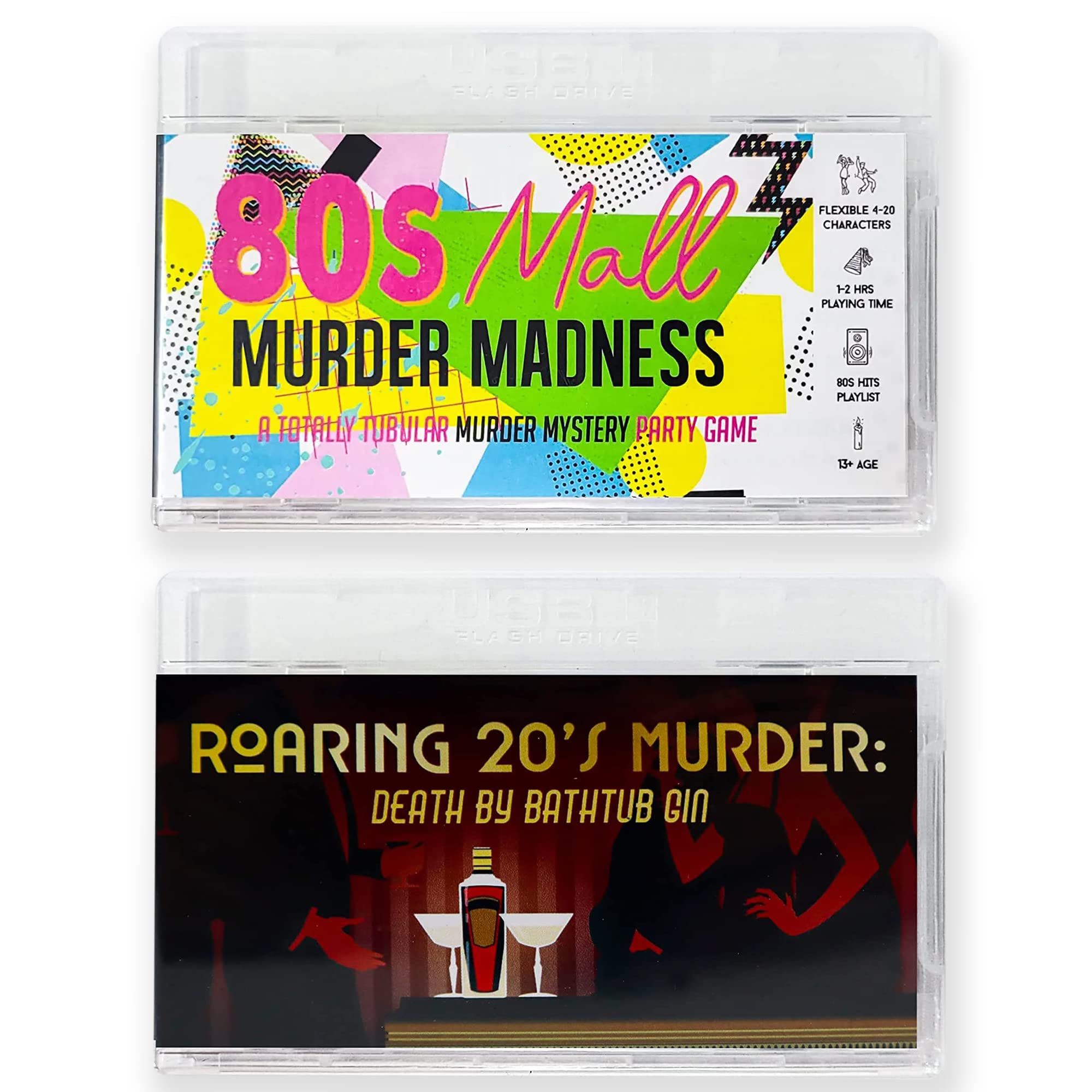 Broadway Murder Mysteries -Murder Mysteries Games Bundle: 80s Mall Murder Madness + Roaring 20s Murder by Bathrub Gin, Mystery Games for Ages 13+,Play in-Person & Virtual Detective Game