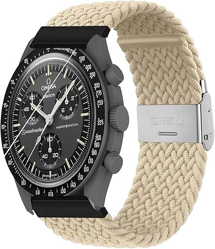 Correa compatible con Moonswatch, correa elástica deportiva de nailon trenzado para mujeres y hombres, pulsera de repuesto compatible con Omega X