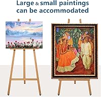 Vista 6 de Caballete de madera con marco A – Caballete de estudio de madera de haya de lira ajustable con soporte para lienzo de hasta 90 pulgadas, caballete