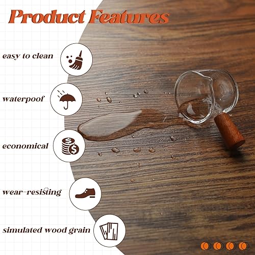 Miniatura 3 de Homease Rollo de vinilo para suelo de 15.7 pulgadas de ancho x 393.7 pulgadas de largo, 43 pies cuadrados, baldosas de grano de madera,