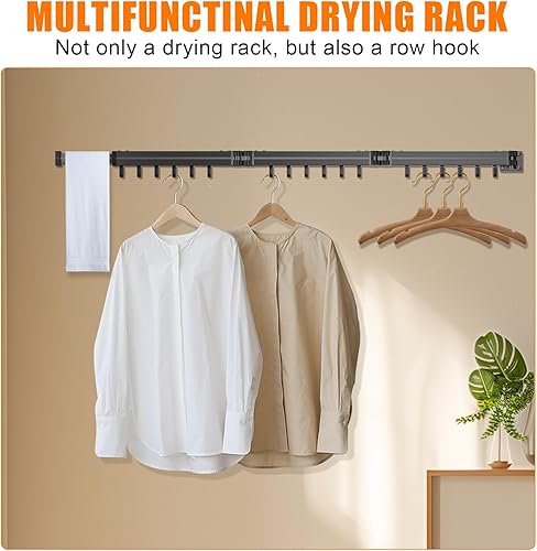 Miniatura 7 de Ahorro de espacio para lavandería negro montado en la pared (trípado)  Solo se proporcionan herramientas de instalación de punzón  Retráctil,