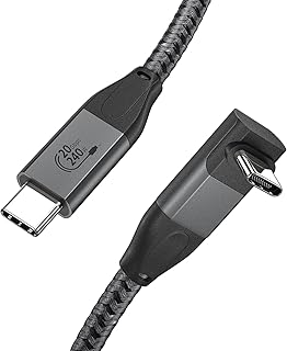 XAOSUN 240W 90 Degree USB C Cable, Right Angle USB 3.2 Cable, USB C Video Cable 4K for Monitor, 240W Fast Charging, 20Gbps Data Transfer for iPhone 15 Pro Max Thunderbolt 3 MacBook iPad ROG Ally 3.3ft