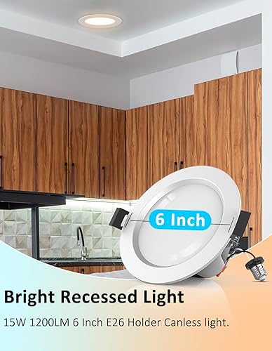 Miniatura 4 de Iluminación LED inteligente empotrable de 6 pulgadas, 15 W, 2700-6500 K, CCT RGBCW, luces de techo regulables, luces de techo regulables de malla BT